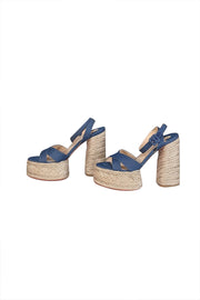 Current Boutique-Christian Louboutin - Blue Denim Espadrille Platform "Super Mariza" Heels Sz 10