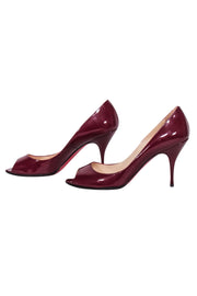 Current Boutique-Christian Louboutin - Burgundy Patent Leather Peep Toe Pumps Sz 8