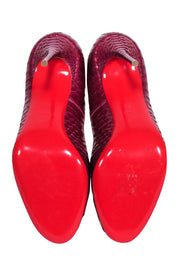 Current Boutique-Christian Louboutin - Magenta Reptile Textured Patent Pumps Sz 10.5