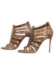 Current Boutique-Christian Louboutin - Tan Leather "Denis Cobra" Strappy Pumps Sz 9.5