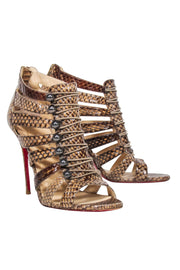 Current Boutique-Christian Louboutin - Tan Leather "Denis Cobra" Strappy Pumps Sz 9.5