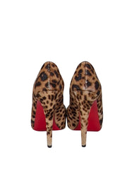 Current Boutique-Christian Louboutin - Tan Leopard Print Peep Toe Pumps Sz 9.5