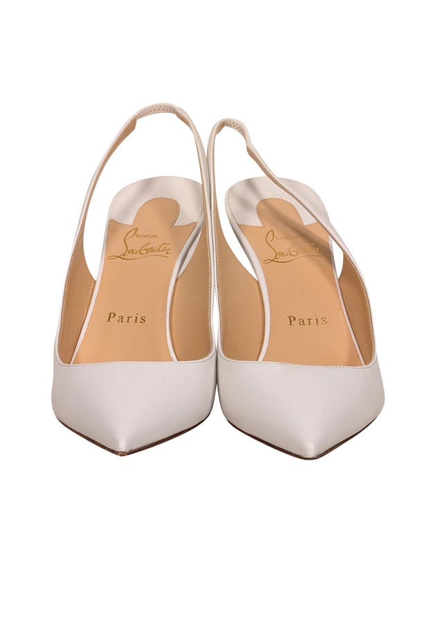 Current Boutique-Christian Louboutin - White Leather "Claire" Sling Pumps Sz 9.5