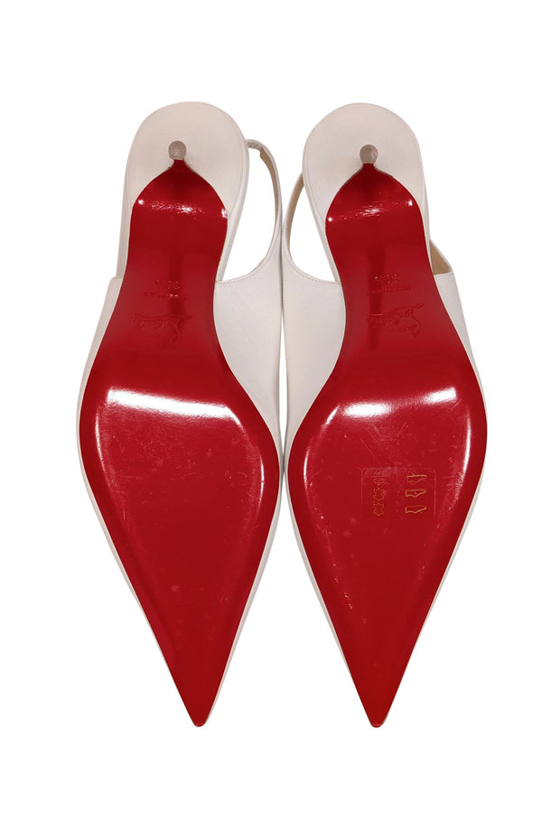 Current Boutique-Christian Louboutin - White Leather "Claire" Sling Pumps Sz 9.5