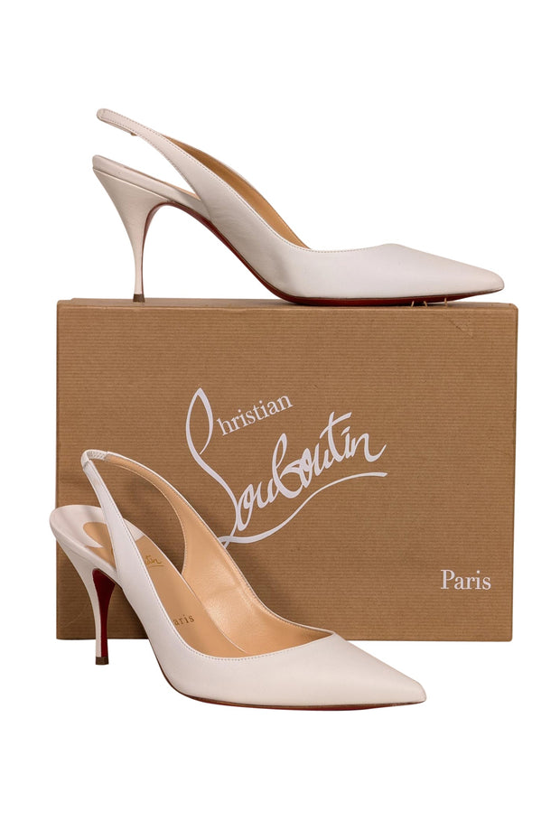 Current Boutique-Christian Louboutin - White Leather "Claire" Sling Pumps Sz 9.5