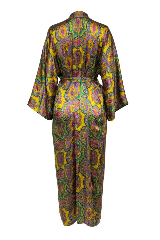 Current Boutique-Christine Vancouver - Yellow, Green, & Pink Paisley Print Zipper Front Tunic Dress Sz M/L