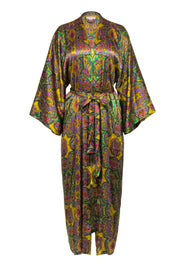 Current Boutique-Christine Vancouver - Yellow, Green, & Pink Paisley Print Zipper Front Tunic Dress Sz M/L