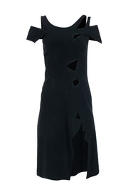 Current Boutique-Christopher Kane - Black Midi Dress w/ Cutouts Sz 4