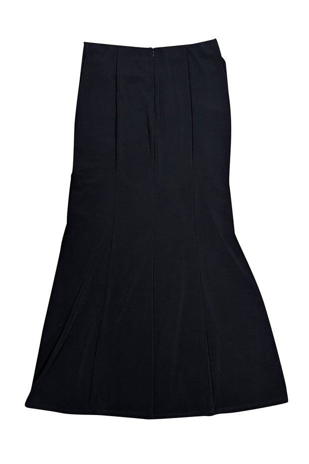 Current Boutique-Cinq a Sept - Black Ruched Front Midi Skirt w/ Slit Sz S