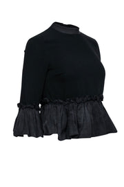 Current Boutique-Cinq a Sept - Black Ruffled Peplum Top Sz XS