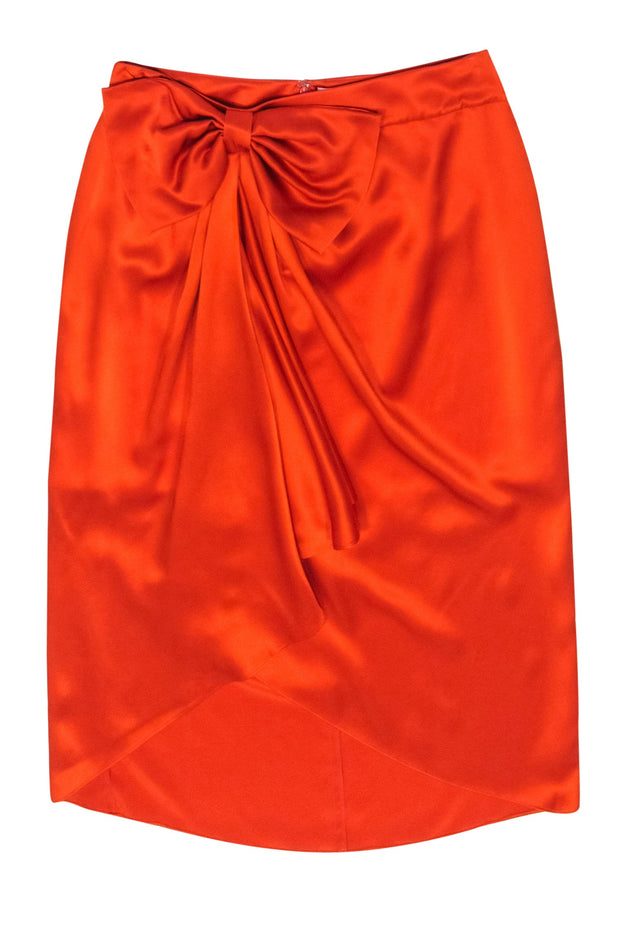 Current Boutique-Cinq a Sept - Blood Orange "Emma Bow" Silk Skirt Sz 8