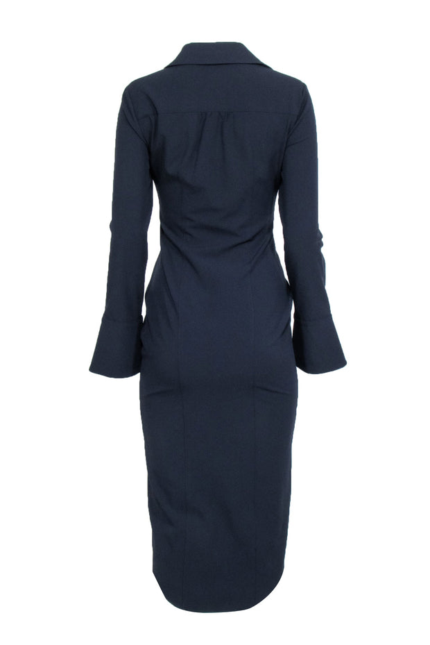 Current Boutique-Cinq a Sept - Navy Long Sleeve Knot Front Dress Sz 2