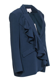 Current Boutique-Cinq a Sept - Peacock Blue Ruffled "Margo" Blazer Sz 8