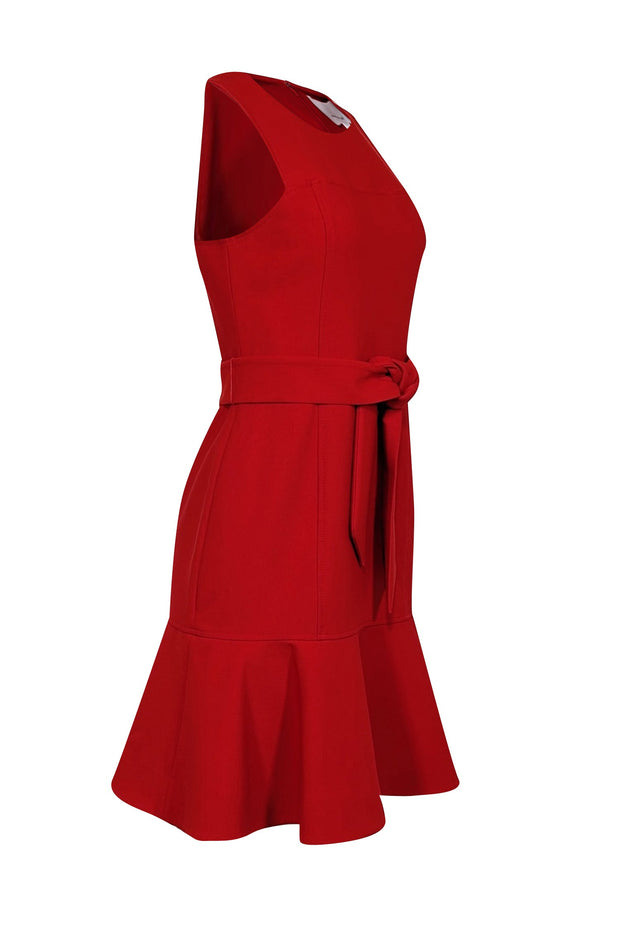 Current Boutique-Cinq a Sept - Red Sleeveless Tie Waist Dress Sz 6