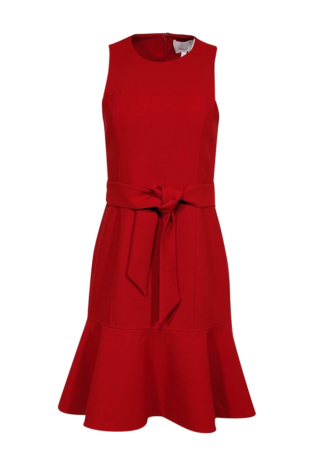 Current Boutique-Cinq a Sept - Red Sleeveless Tie Waist Dress Sz 6