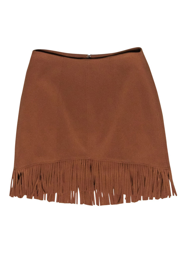 Current Boutique-Cinq a Sept - Tan Fringe Hem Skirt Sz 2