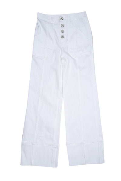 Current Boutique-Cinq a Sept - White Button Up High Rise Wide Leg w/ Cuff Pant Sz 2