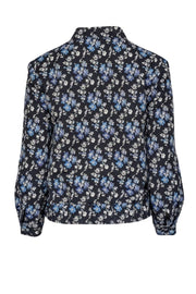 Current Boutique-Claudie Pierlot - Navy w/ Cream & Blue Floral Print Jacket Sz 4