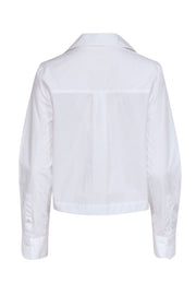 Current Boutique-Closed - White Collared Cropped Button Front Top Sz XS