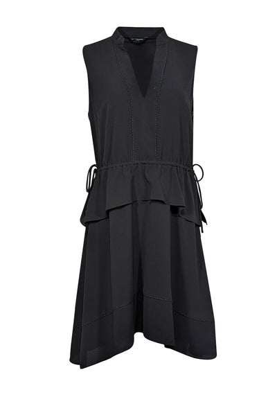 Current Boutique-Club Monaco - Black Sleeveless V-Neckline Drawstring Waist Dress Sz 12