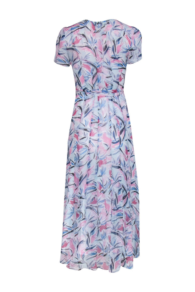 Current Boutique-Club Monaco - Blue, White, & Pink Print Short Sleeve Wrap Maxi Dress Sz 0