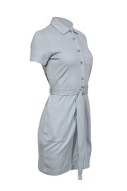 Current Boutique-Club Monaco - Sage Green Knit Short Sleeve Waist Sash Dress Sz S