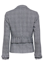 Current Boutique-Club Monaco - White & Black Plaid Ruffled Blazer Sz 00