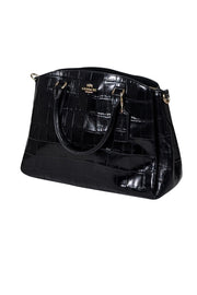 Current Boutique-Coach - Black Patent Croc Embossed Leather Crossbody Bag