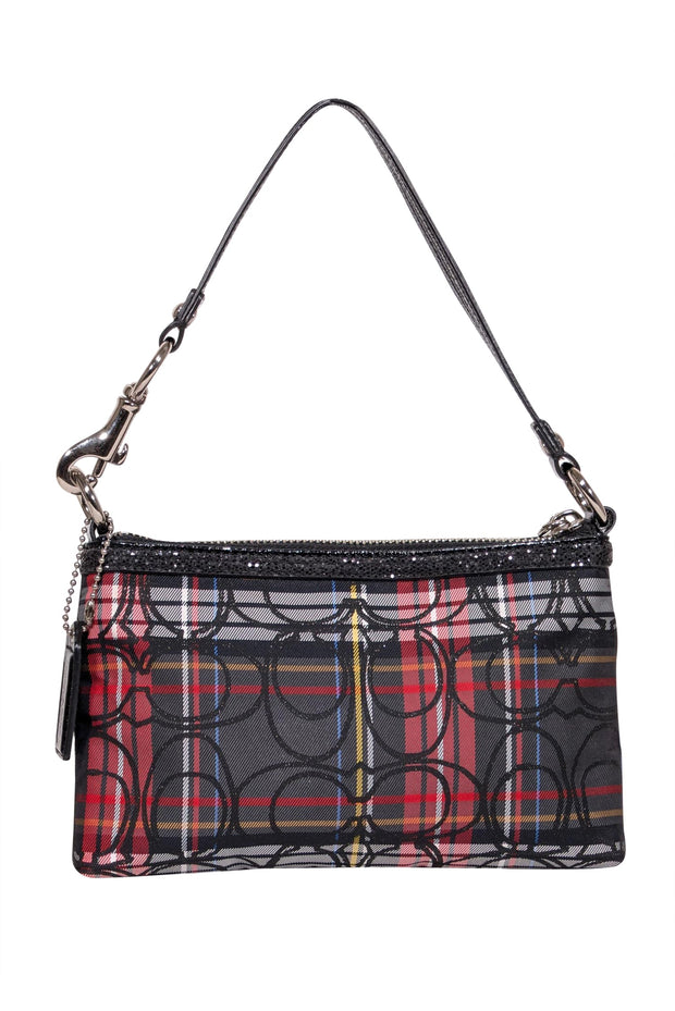 Current Boutique-Coach - Black & Red Plaid Monogram Mini Bag