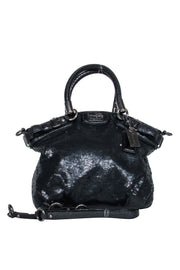 Current Boutique-Coach - Black Sequin Leather Trim Crossbody Bag