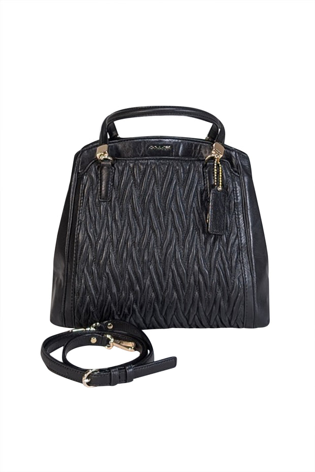 Current Boutique-Coach - Black Textured Leather Satchel Bag