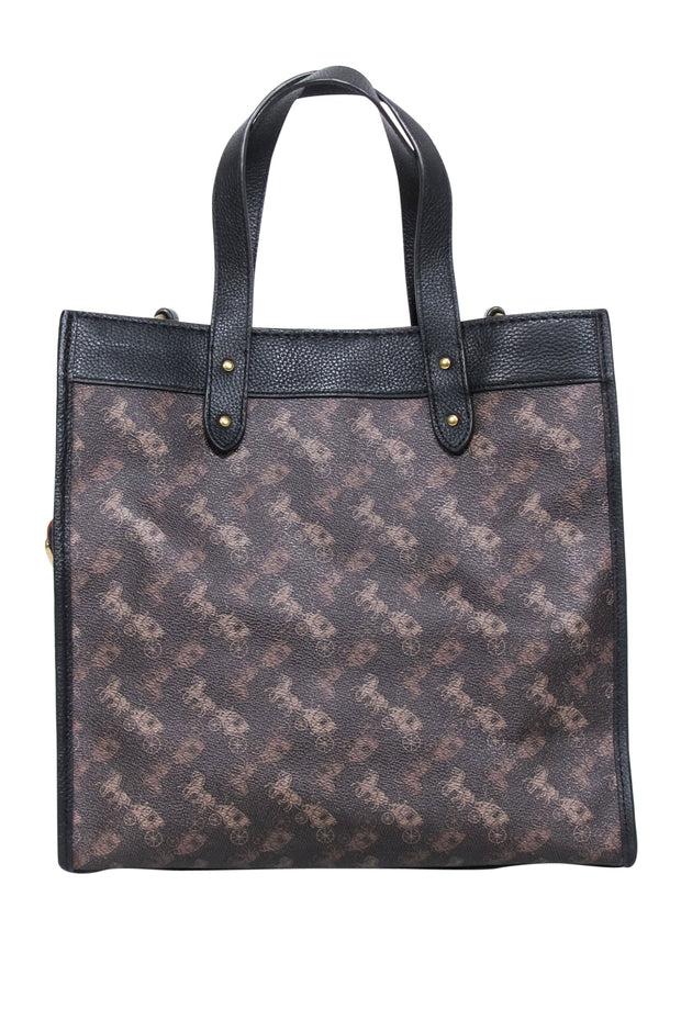 Current Boutique-Coach - Dark Brown Field Tote With Horse & Carriage Print