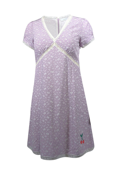 Current Boutique-Coach - Lavender & Cream Floral Print Short Sleeve Dress Sz 0