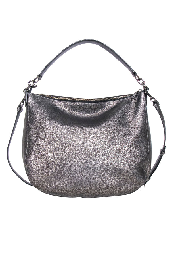 Current Boutique-Coach - Metallic Gunmetal Pebbled Leather Satchel