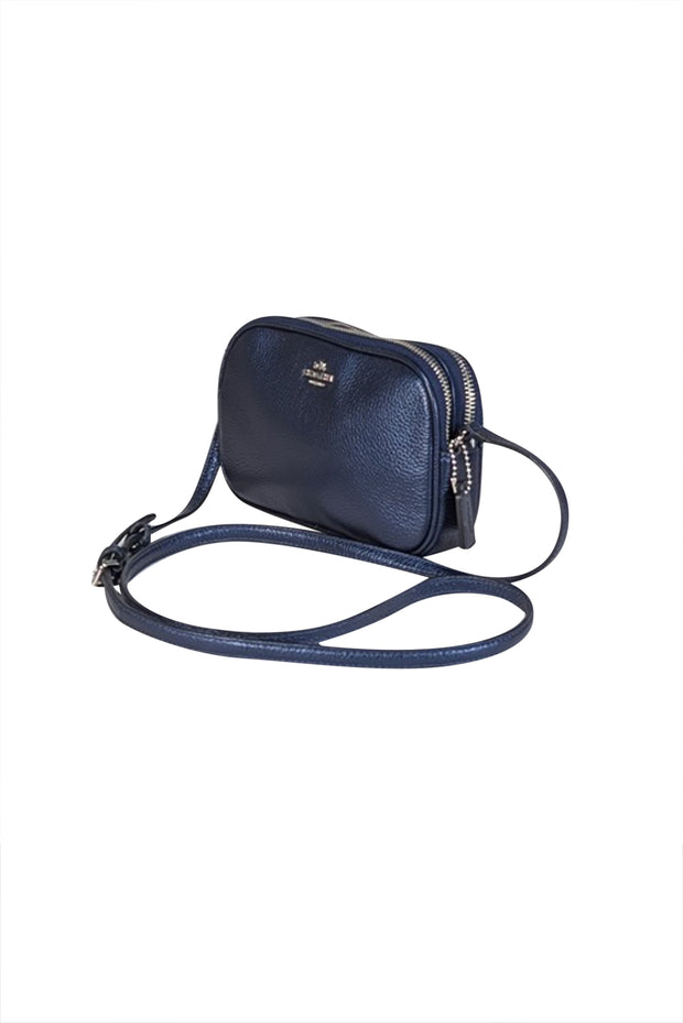 Current Boutique-Coach - Navy Metallic Pebbled Leather Crossbody Bag