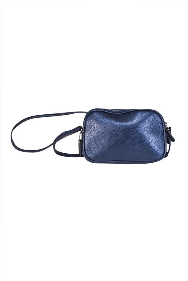 Current Boutique-Coach - Navy Metallic Pebbled Leather Crossbody Bag