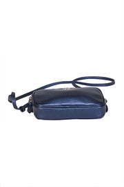 Current Boutique-Coach - Navy Metallic Pebbled Leather Crossbody Bag