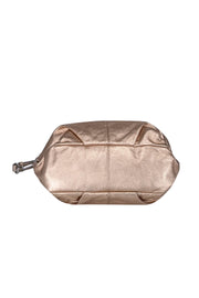 Current Boutique-Coach - Rose Gold Metallic Leather Perforated Logo Shoulder Bag