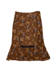 Current Boutique-Coach - Tan Brown w/ Yellow &amp; Orange Floral Dog Print Skirt Sz 4