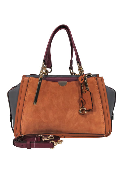 Current Boutique-Coach - Tan "Dreamer 21" Color Block Suede & Leather Satchel