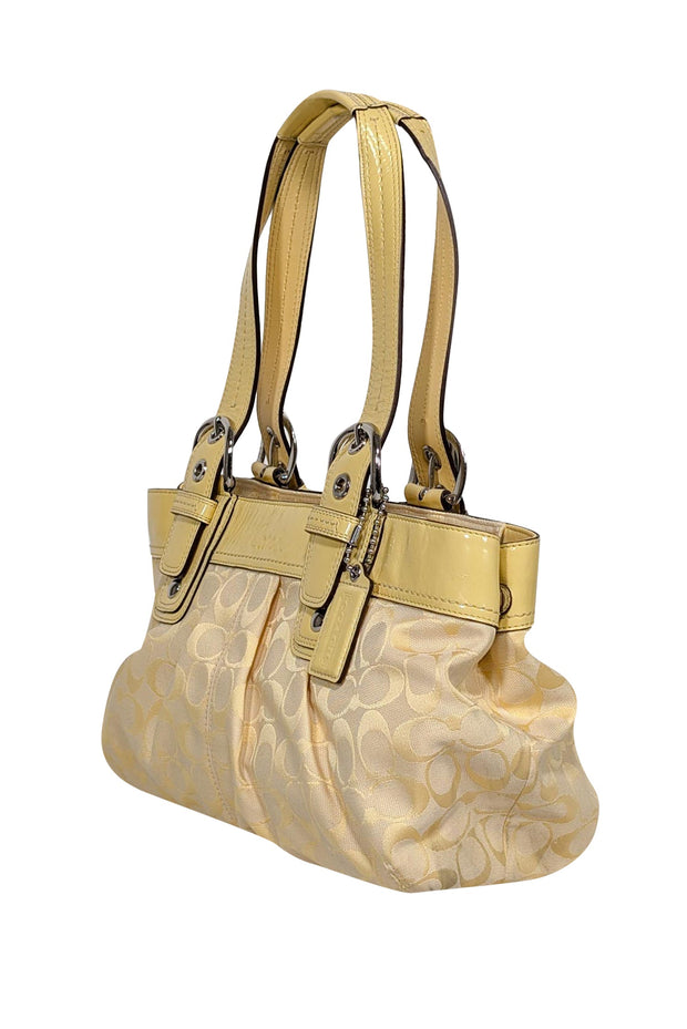 Current Boutique-Coach - Yellow Canvas Monogram Large Shoulder Bag