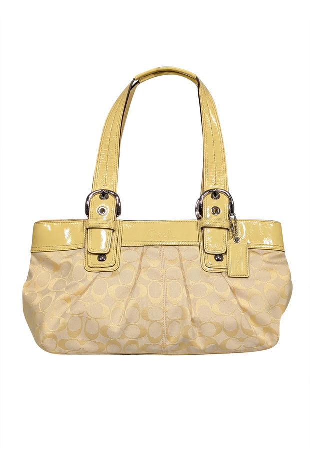 Current Boutique-Coach - Yellow Canvas Monogram Large Shoulder Bag