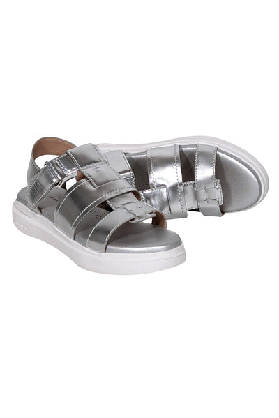 Current Boutique-Cole Haan - Metallic Silver Strappy Sandals Sz 7