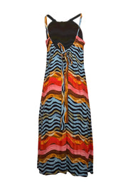 Current Boutique-Corey Lynn Calter - Blue & Orange Wave Print Halter Midi Dress Sz XS