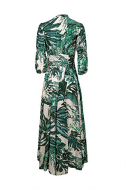 Current Boutique-Cult Gaia - Green & White Leaf Print Button Down Maxi Dress Sz S