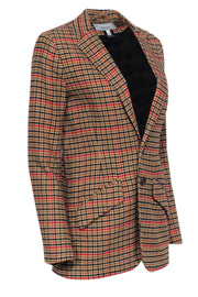 Current Boutique-Current/Elliott - Tan, Red, & Black Plaid Cotton Blazer Sz 0