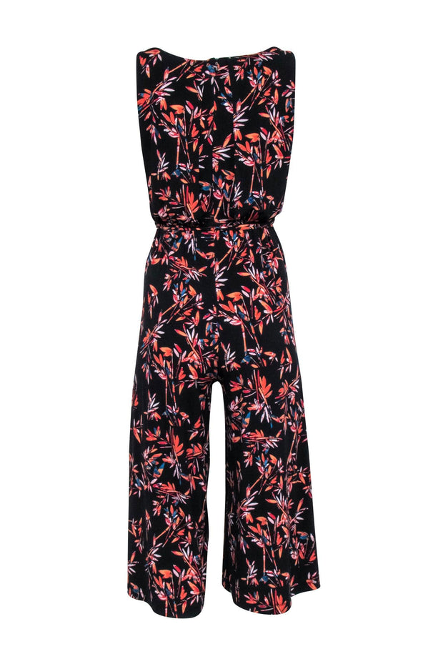 Current Boutique-Cynthia Rowley - Black & Multi Color Sleeveless Jumpsuit w/ Waist Tie Sz S