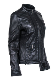 Current Boutique-DKNY - Black Leather Biker Jacket Sz M