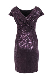 Current Boutique-David Meister - Plum Sequined Dress w/ Knotted Back Sz 6