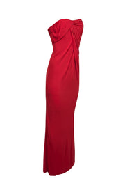 Current Boutique-David Meister - Red Strapless Formal Gown Sz 4